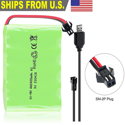 #ad 6V 2400mAh Ni MH AA Rechargeable Battery Pack with SM 2P 2Pin Plug USB Charger $14.24