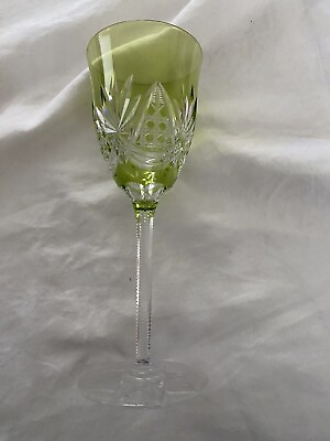 #ad 1 Green Wine Glass Crystal Flashing Hand Cut Baccarat ?1900 Beautiful Replacemen $24.99