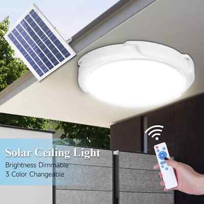 #ad Solar Power Ceiling Pendant Light Remote Control Outdoor Indoor Lamp Waterproof $20.99