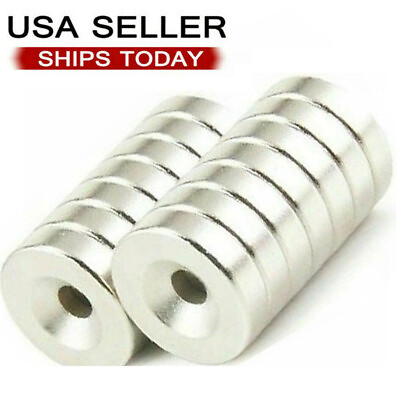 25 50 100 Strong Magnets Countersunk Ring Rare Earth Neodymium 4mm hole $7.51