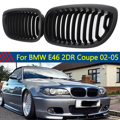 #ad For BMW E46 Coupe 325Ci 330Ci LCI 2Door 2003 2006 Front Kidney Grill Matte Black $32.89
