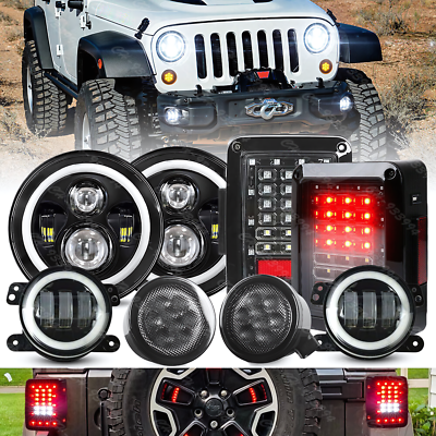 #ad For Jeep Wrangler JK 07 18 Combo 7quot; LED Headlight Fog Turn Lamps Tail Lights Kit $143.99