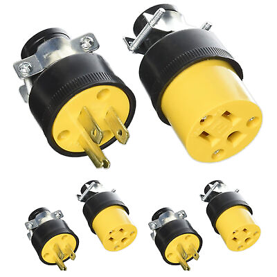 #ad #ad 6 Pc Female Male 3 Prong Replacement Electrical Plug Heavy Duty Extension Cord $10.09