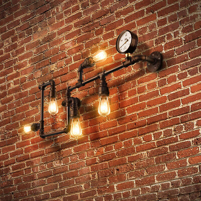 #ad Industrial Wall Sconce Lamp 5 Light Vintage Steampunk Pipe Wall Mount Lighting $119.00