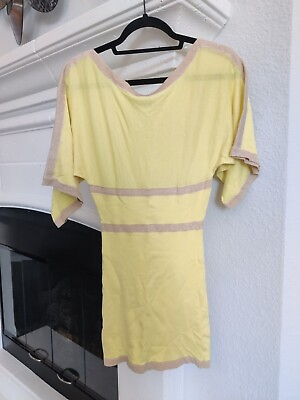 #ad Guess Marciano 3 4 flutter sleeves Quarter Sleeves Cocktail Yellow Dress XS S $19.99