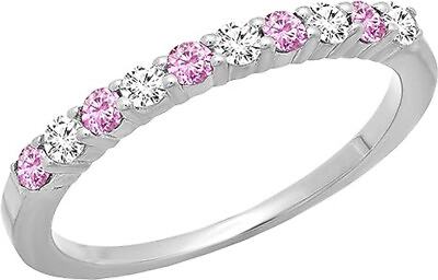 #ad Cotrisa Round Pink Gemstone amp; White CZ Diamond Ring for Women in Sterling silver $59.99