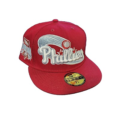 #ad Philadelphia Phillies Fitted Hat Cap 7 3 8 Exclusive Side Patch Metallic Rare $49.94