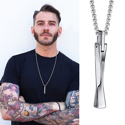 #ad Minimalist Tungsten Carbide Mobius Bar Necklaces Men Pendant Jewelry $23.75