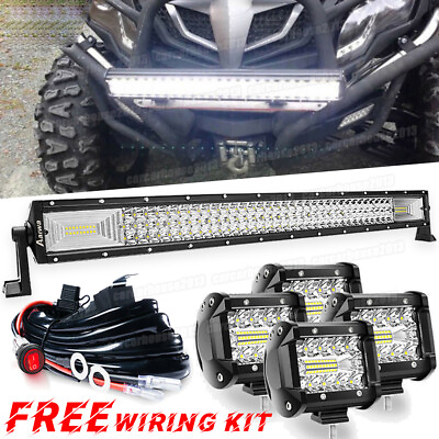 32quot; inch 180W LED Light Bar 4x 4quot; Combo Lamp Pods For Jeep UTV SUV ATV Buggy $67.99