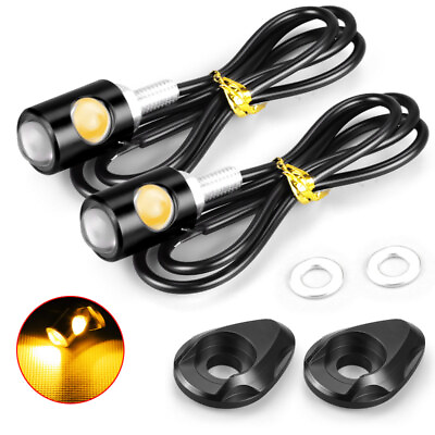 #ad 2X Mini LED Motorcycle Turn Signals Blinker Indicator Light Amber Universal Lamp $10.98