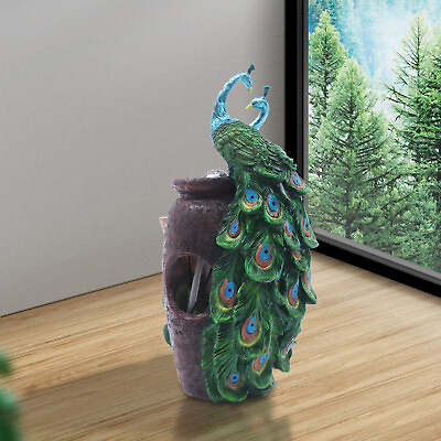 #ad Small Desktop Peacock Water Fountain Waterfall Ornament Humidifier Home Dcor $111.15