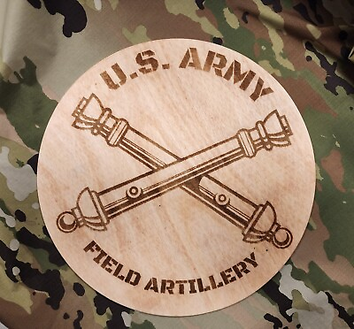 #ad CUSTOM Field Artillery US Military Wooden Plaque Cross Cannon $17.33