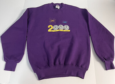 #ad Vintage Womans 2000 Year Millennium Super Sweats Purple Sweater Countdown Sz M $39.99