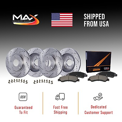 #ad Front amp; Rear Drilled Brake Rotors Pads for 2014 2015 2016 Acura MDX $221.86