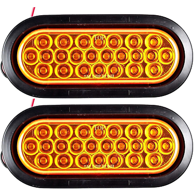 Qty 2 6quot; Oval 24 LED Recessed Amber Strobe Light Grommet Waterproof DOT SAE $39.95