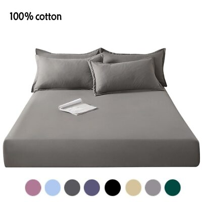 #ad 1 pcs Cotton Fitted Sheet with Elastic Bands Non Slip Adjustable Mattress Covers $29.74
