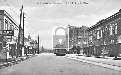 #ad Fourteenth Street View Gulfport Mississippi MS Reprint Postcard $4.99