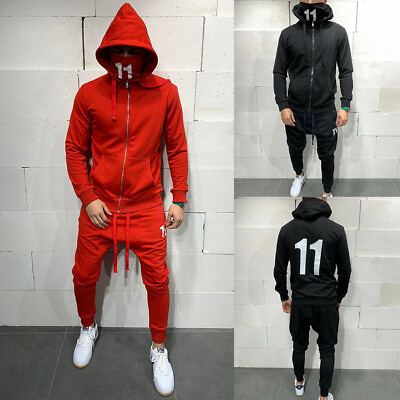 #ad ON SALE Man#x27;s Tracksuit Sport Suit Hoodie Sweatsuit Sweatshirt Jacket Pant Set $34.99