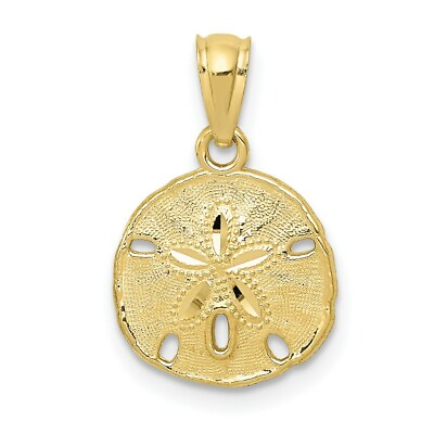 #ad Real 10kt Yellow Gold Gold Polished amp; Textured Sand Dollar Pendant $79.33