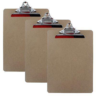 #ad Bazic Standard Hardboard Clipboard with Sturdy Spring Clip Pack of 3 $11.97