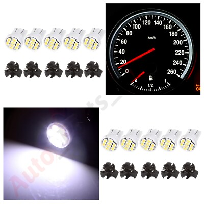 #ad 10X WHITE T10 194 LED BULBS INSTRUMENT CLUSTER DASHBOARD LIGHT W 1 2quot; SOCKET $9.99