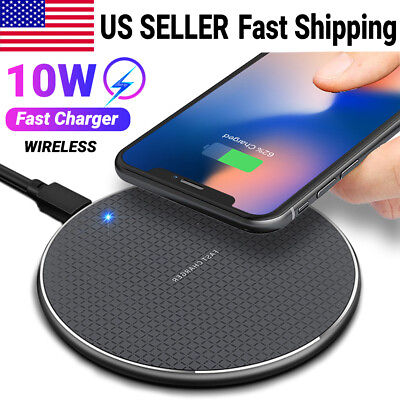 #ad Wireless Fast Charger Charging Pad Dock for Samsung iPhone Android Cell Phone $6.55