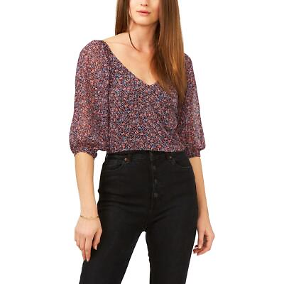 #ad 1.State Womens Floral Print V Neck Elbow Sleeve Blouse Top BHFO 0501 $10.99