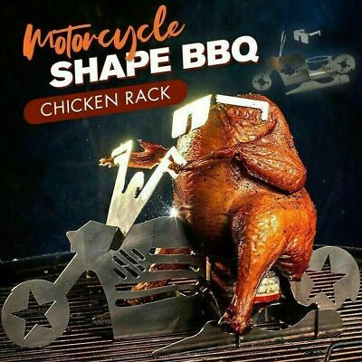 #ad Funny Chicken Motorcycle Roaster Holder BBQ Beer Can Chicken Grill Rack Picnic $6.90