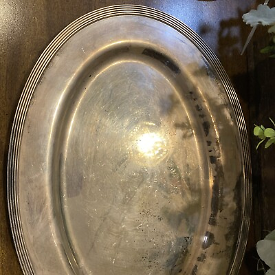 #ad large silver plated serving tray 18 length 12 1 2 width $25.00