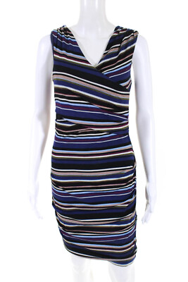 #ad Nicole Miller Collection Womens Stripe Wrapped Bodycon Dress Blue Size S $34.01