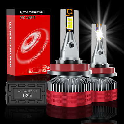 #ad H11 H8 H9 Led Headlight Bulbs 120W 40000Lumens 6700K High Low Beam x2 $32.99