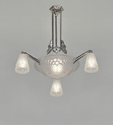 #ad HETTIER amp; VINCENT and Schneider : French art deco chandelier ....... 1930 France $3900.00