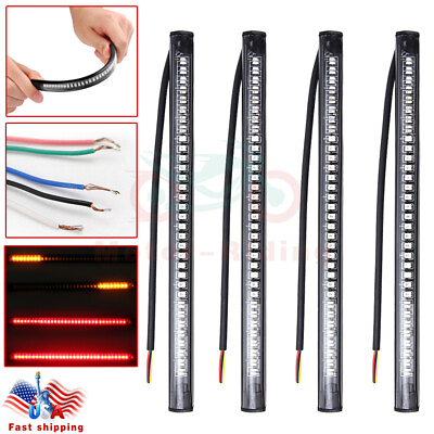 #ad 4x Motorcycle 48 LED Flexible Light Strip Integrated Tail Brake Stop Turn Signal $8.95