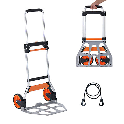 #ad VEVOR Folding Hand Truck Aluminum Luggage Trolley Cart Dolly 275 lbs Bungee Cord $40.49