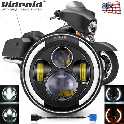 7quot; inch LED Headlight Projector with Turn Signal for Harley Davidson Motorcycle $30.99
