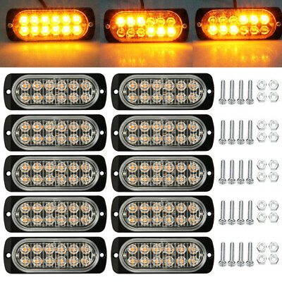 10X Amber LED Tow Truck Grill Emergency Strobe Lights Bar Caution Flash Warning $42.98