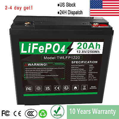 #ad 10AH 20AH 30AH 12V Deep Cycle Lithium ion Battery LiFePO4 for RV Boat Solar Home $99.99