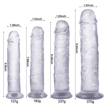 #ad Jelly Dong Dildo Suction Cup 4 Sizes Waterproof Realistic Cock Veined Dildos $17.09
