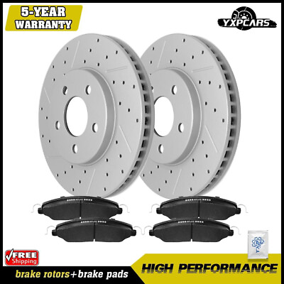 #ad Front Drilled Rotors amp; Ceramic Pads Set for 2005 2006 2007 2010 Ford Mustang $92.92