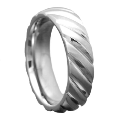 #ad Titanium 6mm Women#x27;s Wedding Engagement Band Ring Satin Swirl Diagonally Groove $13.99