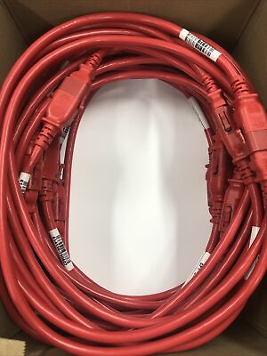 #ad IEC320 C14 Male to C13 Connector P Lock 6ft Red 15A 250V 14 3 SJT Power Cord $14.99