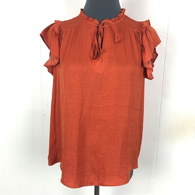 #ad NEW Rachel Zoe Bowtie Blouse XS Orange Polyester 38x26 $10.18