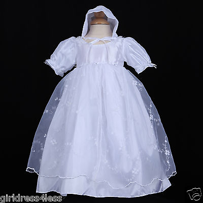 #ad White Infant Baby Girl Baptism Christening Gown Dress Bonnet 6M 12M 18M 24M $25.99