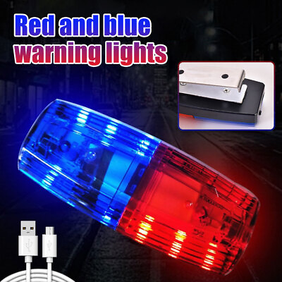 LED Red Blue Shoulder Police Light With Clip USB Charging Flashing Warning Safet $7.99
