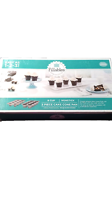#ad BAKERS ADVANTAGE NONSTICK 2 PIECE LARGE CUP CAKE CONE PAN 8 CUP FILLABLES NIB $30.03