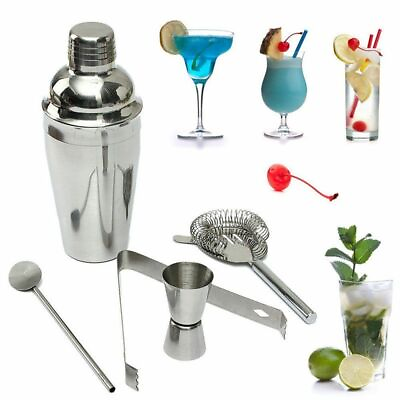5Pcs 250ML Cocktail Shaker Mixer Drink Stainless Steel Bartender DIY Bar Tools $23.40