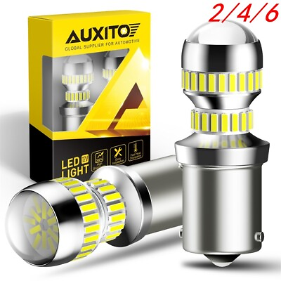 #ad 2 4 6 AUXITO BA15S 1156 P21W 7506 Backup Reverse Light White Xenon LED Bulb 54H $39.89