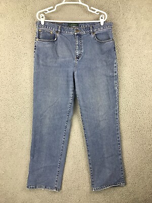 #ad LRL Lauren Jeans Womens Mid Rise Classic Straight Blue Stretch Jeans 16 36x29 $8.69