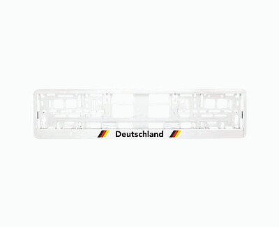 #ad 2x EU License Number Plate Frame Holder Surround White with the flag of Germany $30.00
