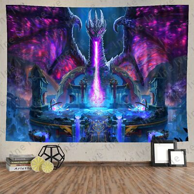 #ad Fantasy Purple Dragon Tapestry Medieval Dargon Room Wall Decor 80X60 Inch Fir... $44.92